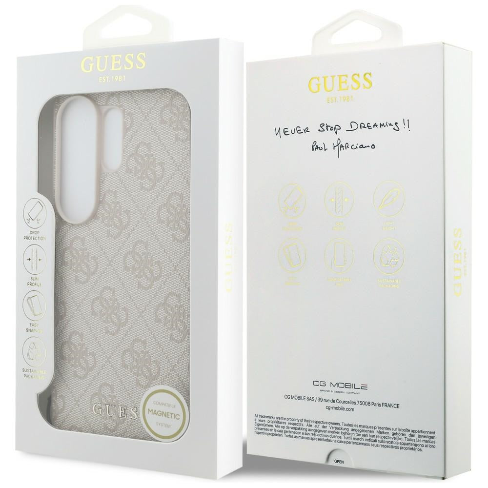 Guess 4G Classic Logo Charm MagSafe dėklas Samsung Galaxy S26 Ultra - rožinis -- Samsung Galaxy S26 Ultra