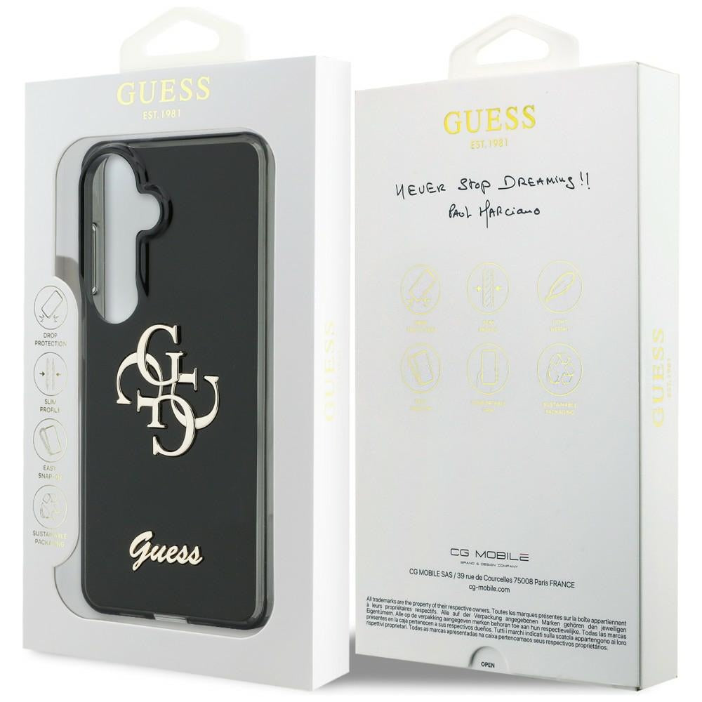 Guess IML Big Metal 4G Script dėklas, skirtas Samsung Galaxy S26 - black