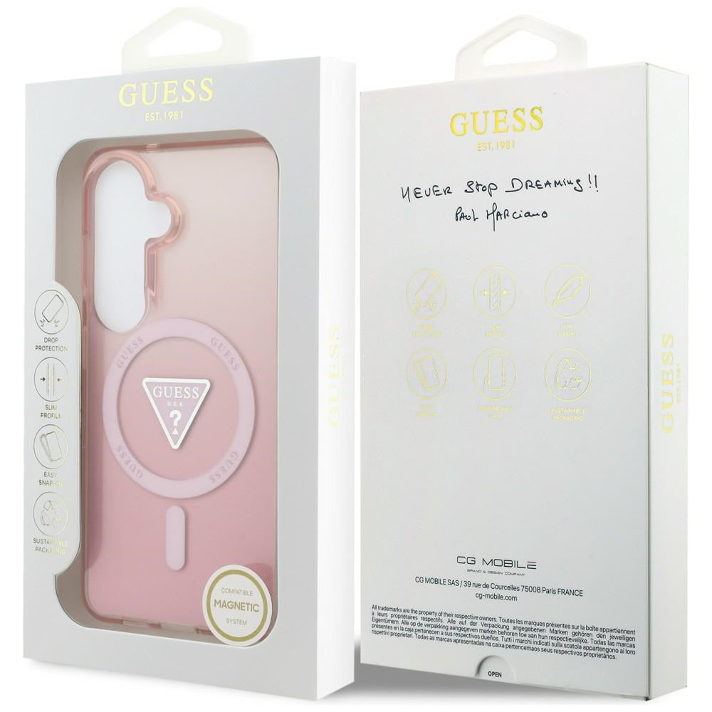 Guess IML gradiento trikampis MagSafe Dėklas, skirtas Samsung Galaxy S26 - Pink