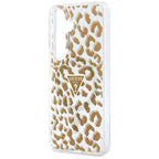 Guess IML Leopard Print Triangle MagSafe Dėklas, skirtas Samsung Galaxy S26 - Brown