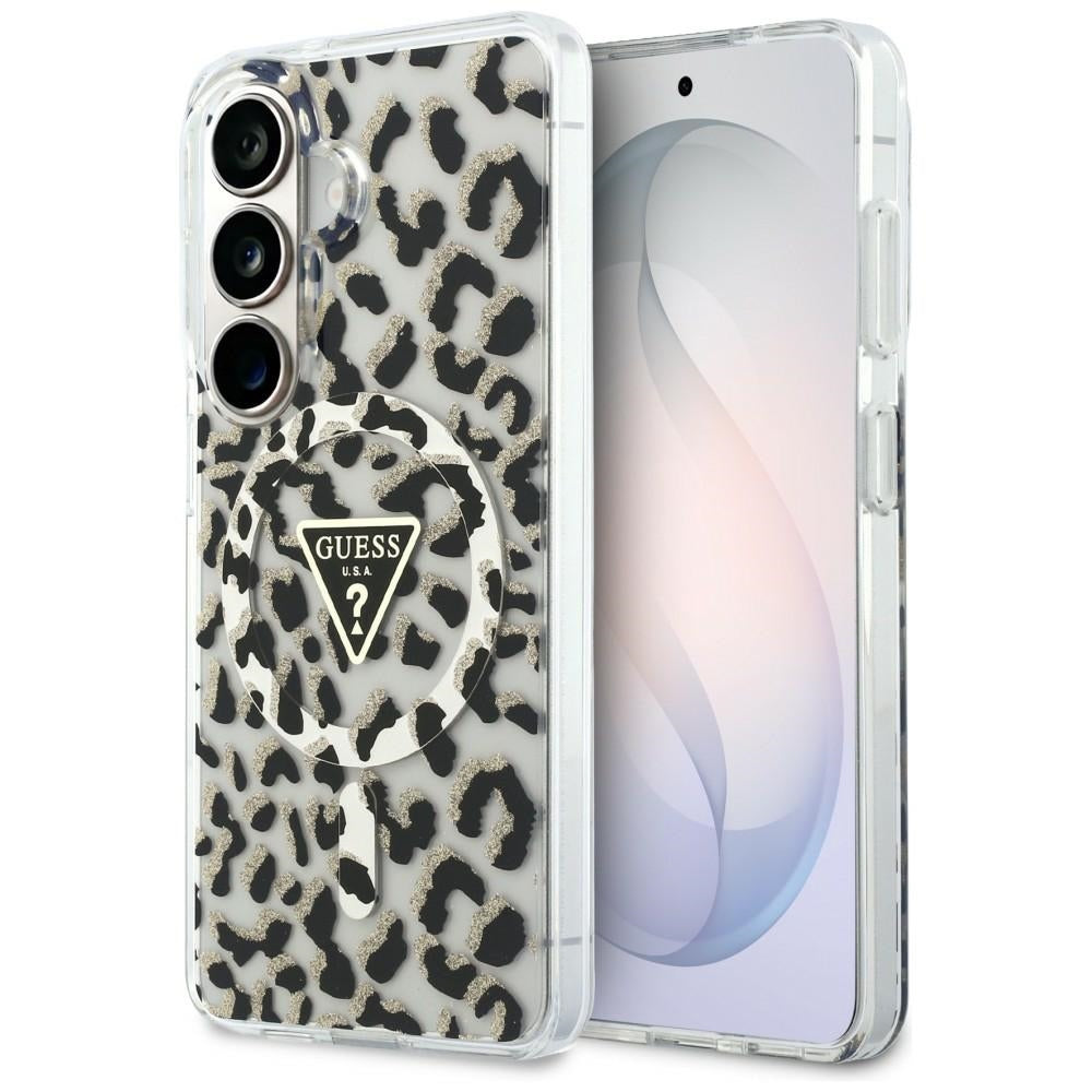 Guess IML Leopard Print Triangle MagSafe Dėklas, skirtas Samsung Galaxy S26 - Black