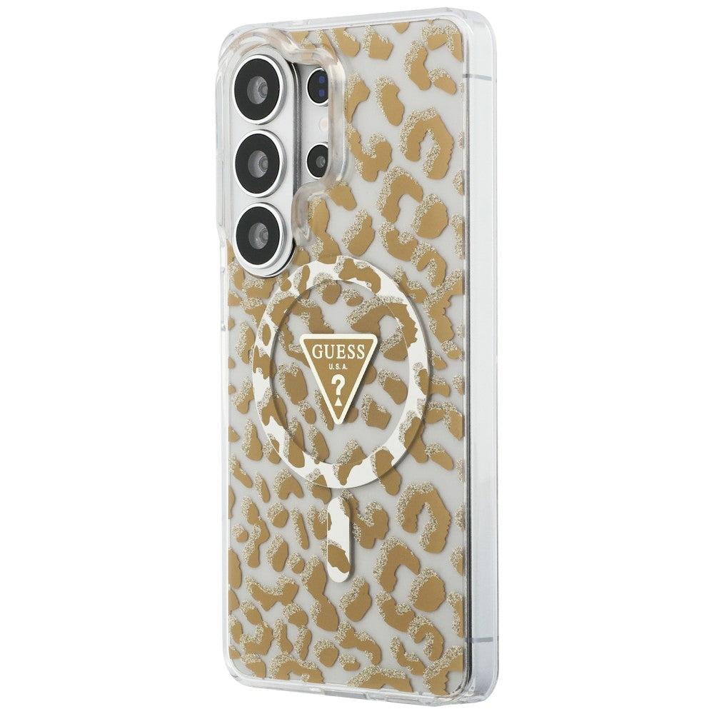 Guess IML Leopard Print Triangle MagSafe Dėklas, skirtas Samsung Galaxy S26 Ultra - Brown