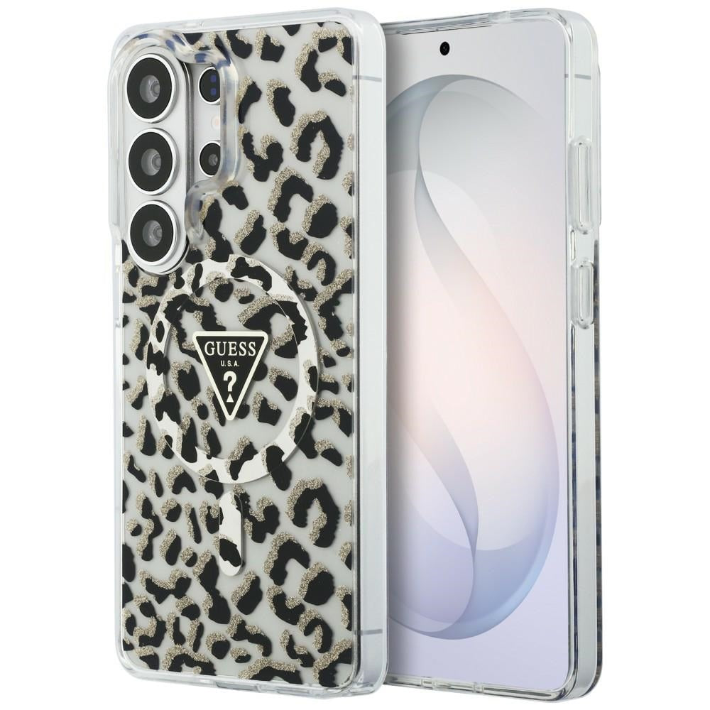 Guess IML Leopard Print Triangle MagSafe dėklas Samsung Galaxy S26 Ultra - Juodas -- Samsung Galaxy S26 Ultra