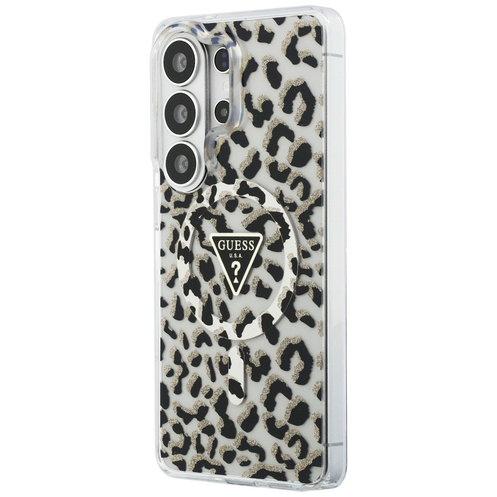 Guess IML Leopard Print Triangle MagSafe dėklas Samsung Galaxy S26 Ultra - Juodas -- Samsung Galaxy S26 Ultra
