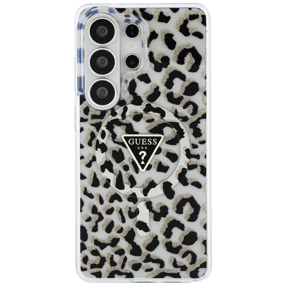 Guess IML Leopard Print Triangle MagSafe dėklas Samsung Galaxy S26 Ultra - Juodas -- Samsung Galaxy S26 Ultra