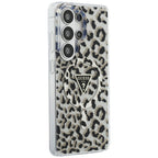 Guess IML Leopard Print Triangle MagSafe dėklas Samsung Galaxy S26 Ultra - Juodas -- Samsung Galaxy S26 Ultra