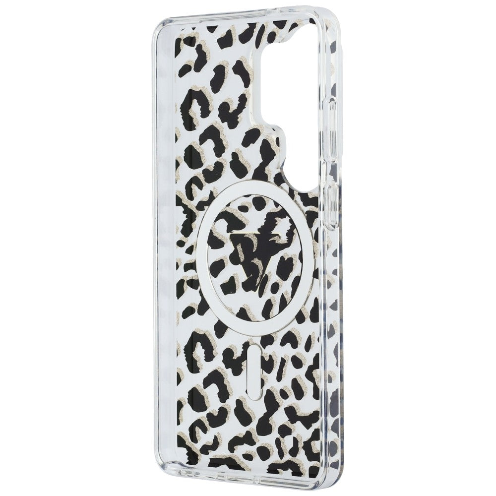 Guess IML Leopard Print Triangle MagSafe dėklas Samsung Galaxy S26 Ultra - Juodas -- Samsung Galaxy S26 Ultra