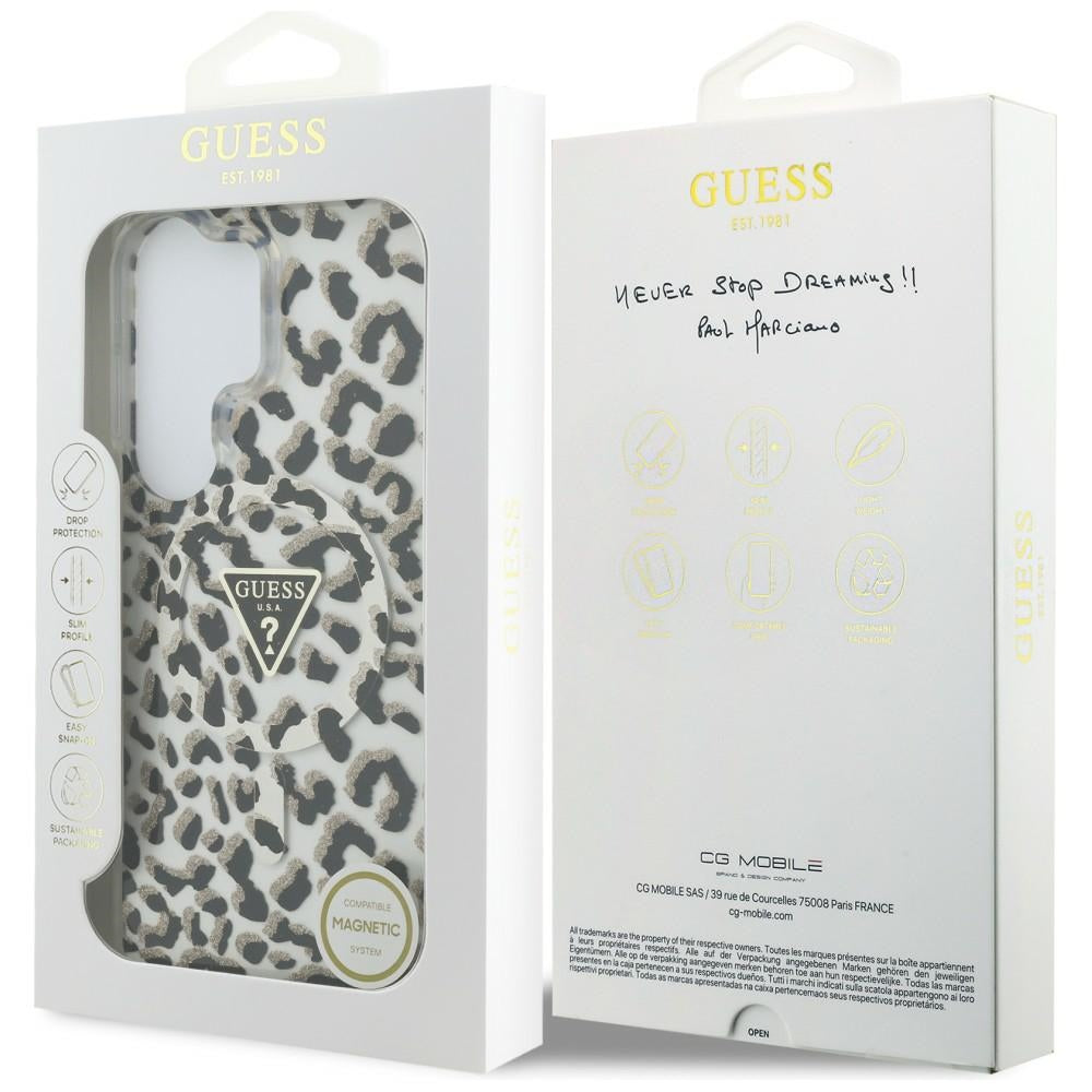 Guess IML Leopard Print Triangle MagSafe dėklas Samsung Galaxy S26 Ultra - Juodas -- Samsung Galaxy S26 Ultra