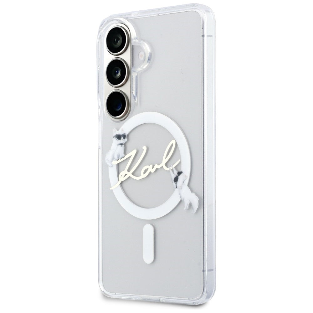 Karl Lagerfeld IML KC Script MagSafe Dėklas, skirtas Samsung Galaxy S26 Plus - Transparent