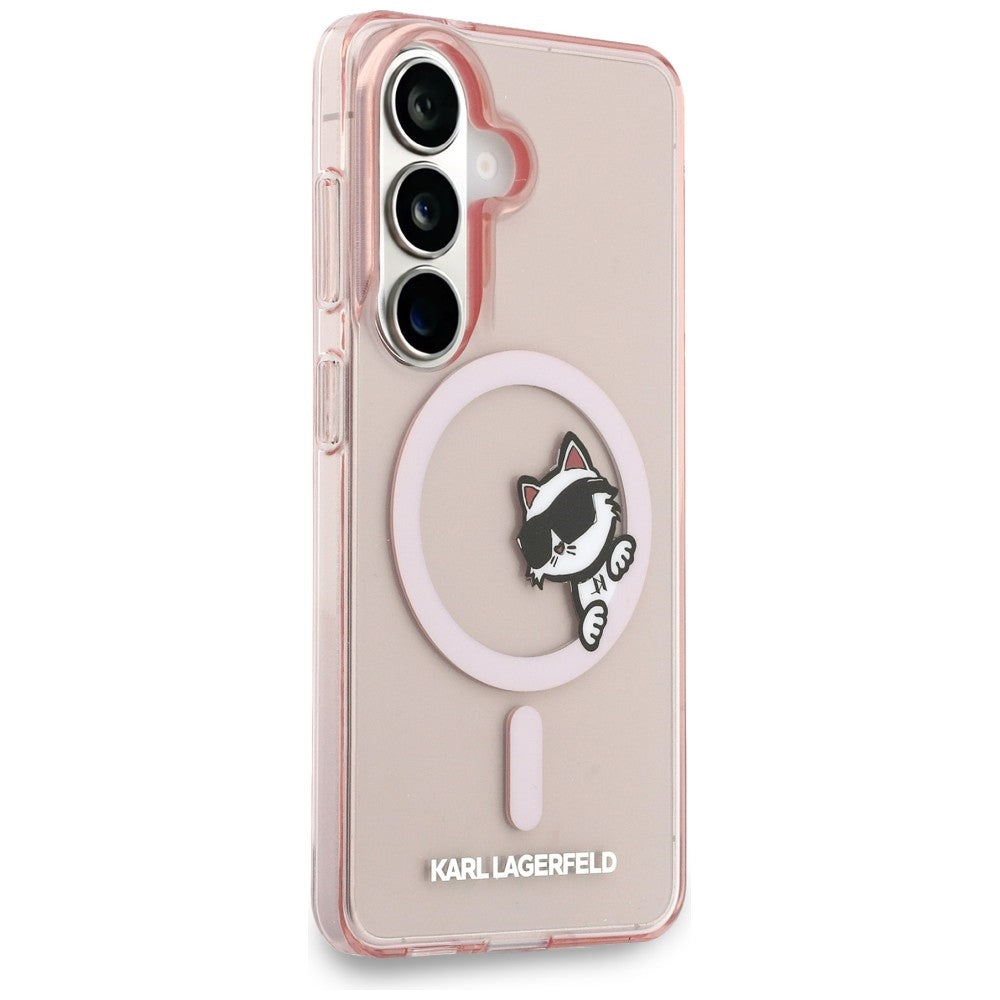 Karl Lagerfeld IML Peekaboo Choupette MagSafe Dėklas, skirtas Samsung Galaxy S26 - Pink