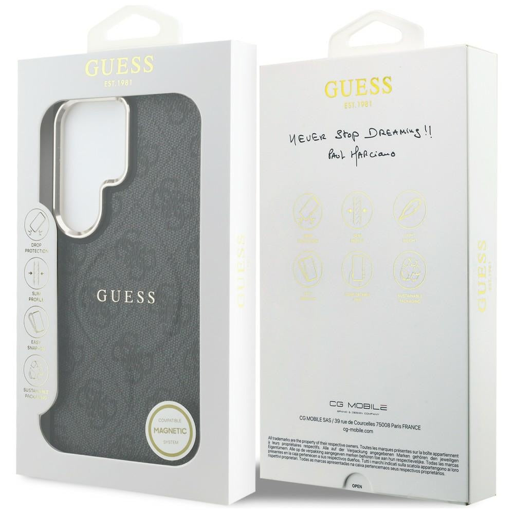 Guess 4G Embossed Ring MagSafe dėklas, skirtas Samsung Galaxy S26 Ultra - black