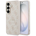 Guess 4G Embossed Ring MagSafe dėklas Samsung Galaxy S26 - rožinis -- Samsung Galaxy S26