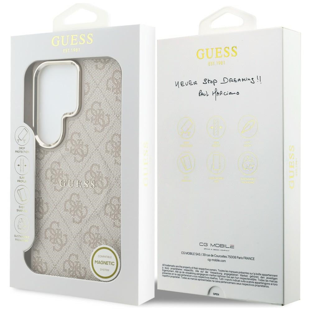 Guess 4G Embossed Ring MagSafe dėklas Samsung Galaxy S26 Ultra - Rožinė -- Samsung Galaxy S26 Ultra