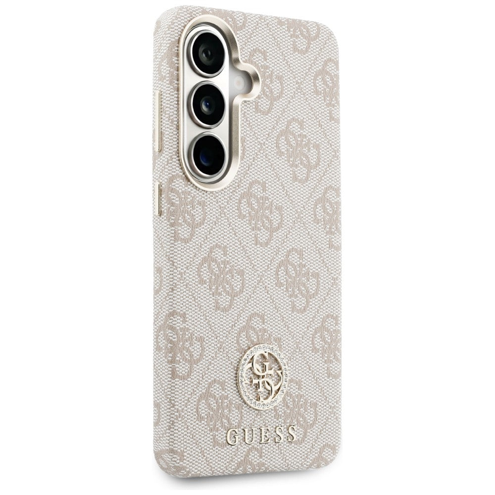 Guess 4G Rhinestone Round Logo MagSafe dėklas Samsung Galaxy S26 - rožinis -- Samsung Galaxy S26