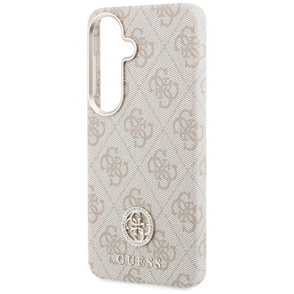 Guess 4G Rhinestone Round Logo MagSafe dėklas Samsung Galaxy S26 - rožinis -- Samsung Galaxy S26