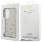 Guess 4G Rhinestone Round Logo MagSafe dėklas Samsung Galaxy S26 - rožinis -- Samsung Galaxy S26