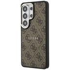 Etui Guess 4G Embossed Ring MagSafe ir Samsung Galaxy S26 Ultra - brązowe