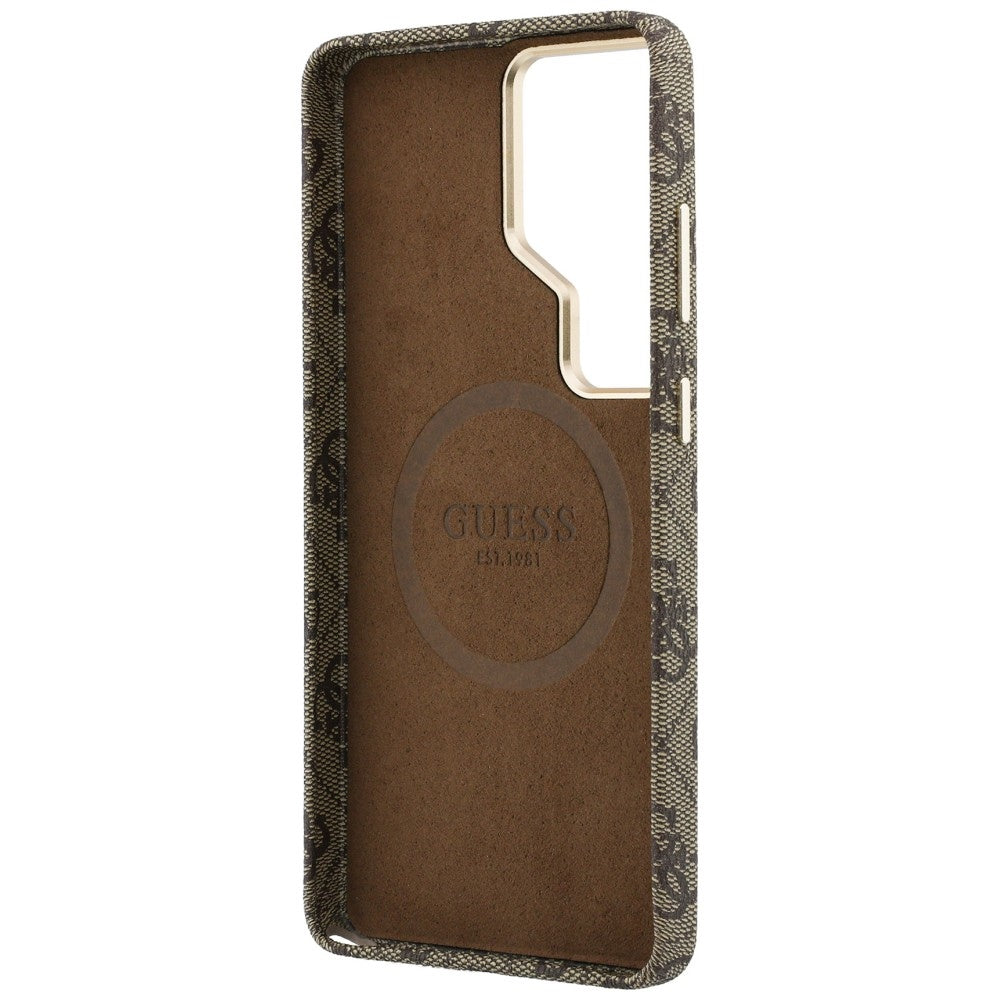 Guess 4G Script MagSafe dėklas Samsung Galaxy S26 Ultra - rudas -- Samsung Galaxy S26 Ultra