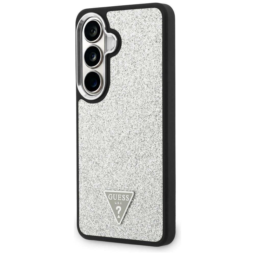 Etui Guess Fixed Glitter Triangle MagSafe ir Samsung Galaxy S26 - srebrne