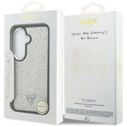 Etui Guess Fixed Glitter Triangle MagSafe ir Samsung Galaxy S26 - srebrne