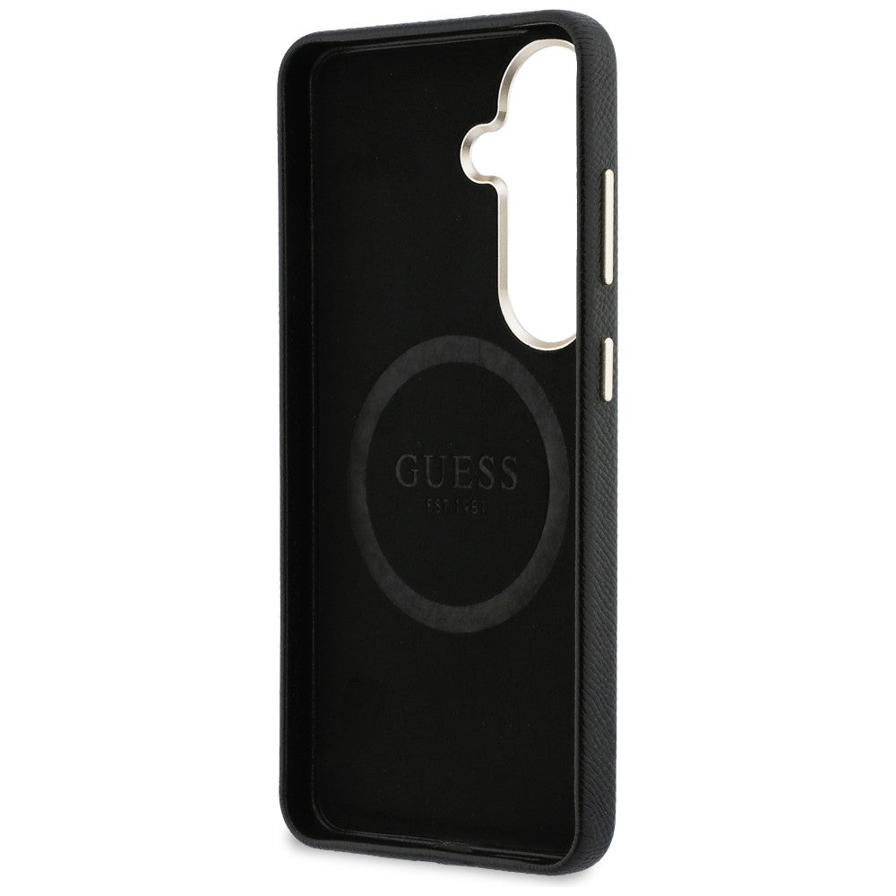 Etui Guess Kalnų krištolas Round Logo MagSafe ir Samsung Galaxy S26 - czarne