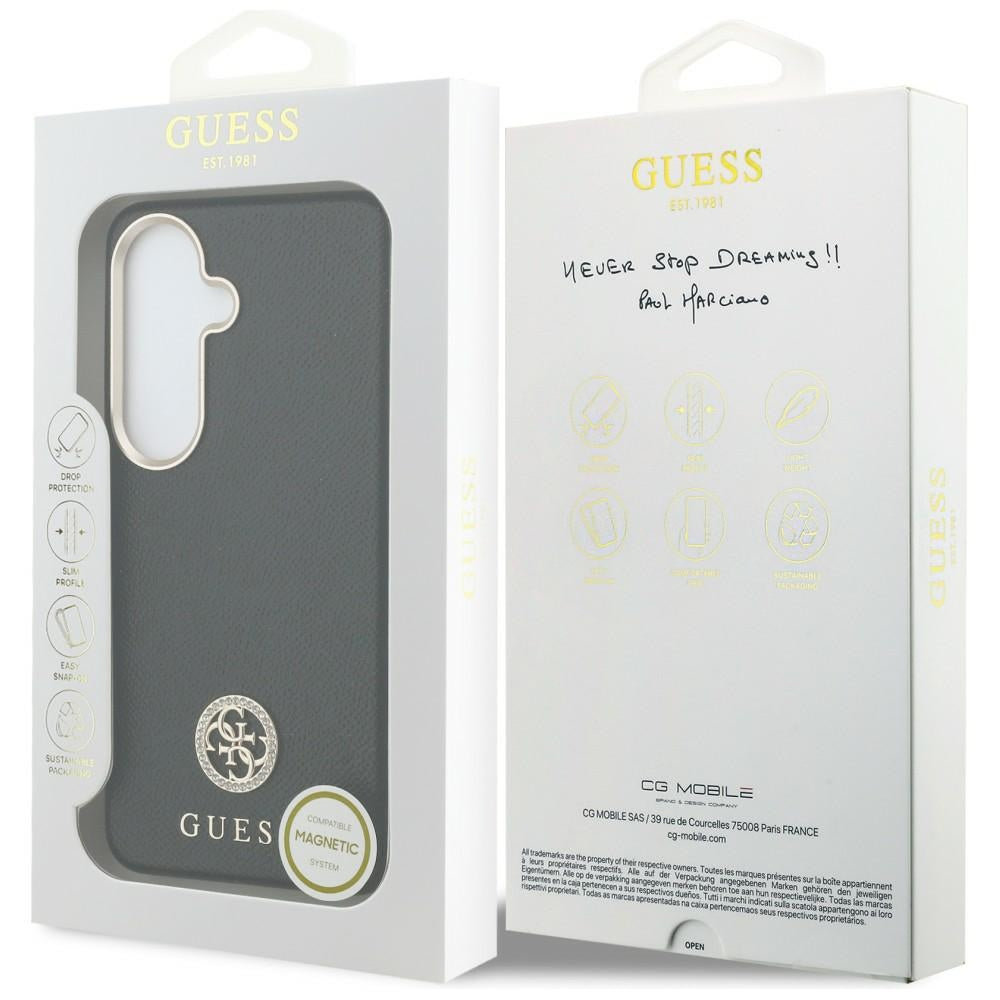 Etui Guess Kalnų krištolas Round Logo MagSafe ir Samsung Galaxy S26 - czarne