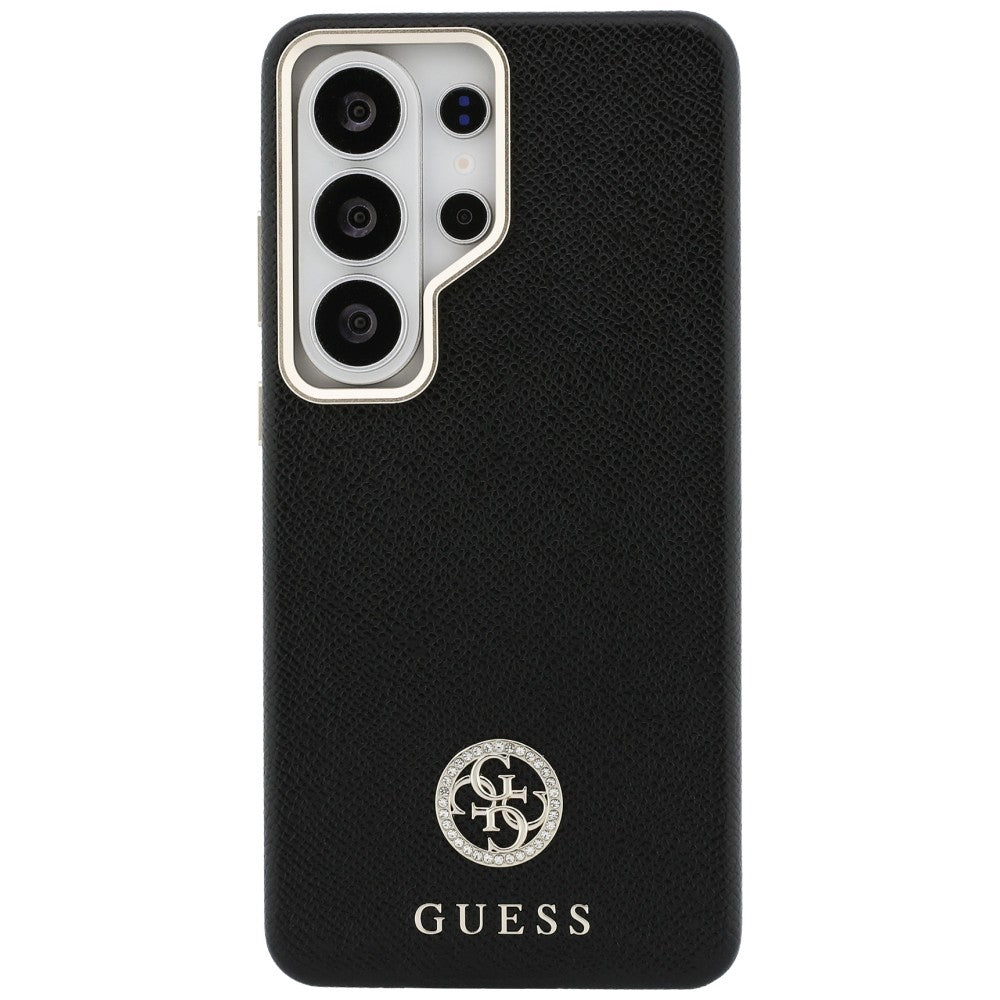 Dėklas Guess Rhinestone Round Logo MagSafe skirtas Samsung Galaxy S26 Ultra - juodas -- Samsung Galaxy S26 Ultra