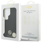 Dėklas Guess Rhinestone Round Logo MagSafe skirtas Samsung Galaxy S26 Ultra - juodas -- Samsung Galaxy S26 Ultra