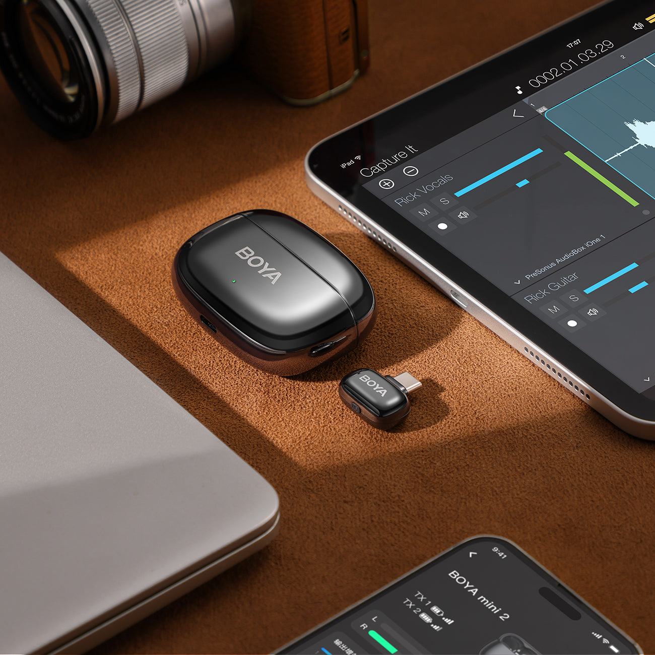 BOYA mini 2-02 belaidžiai mikrofonai 2.4GHz USB-C - juoda -- Microphones