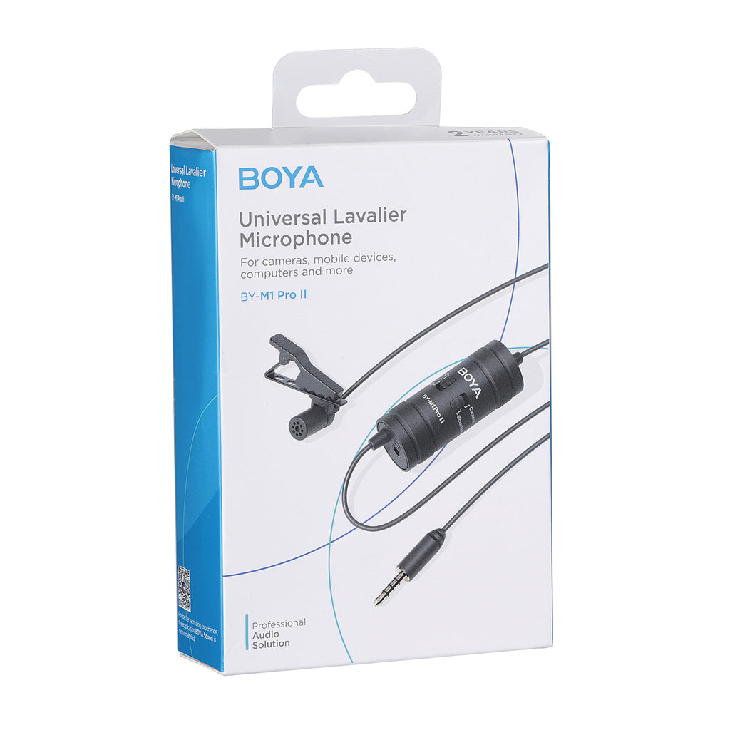 BOYA BY-M1 Pro II laidinis lavaljerio mikrofonas - Juodas -- Microphones