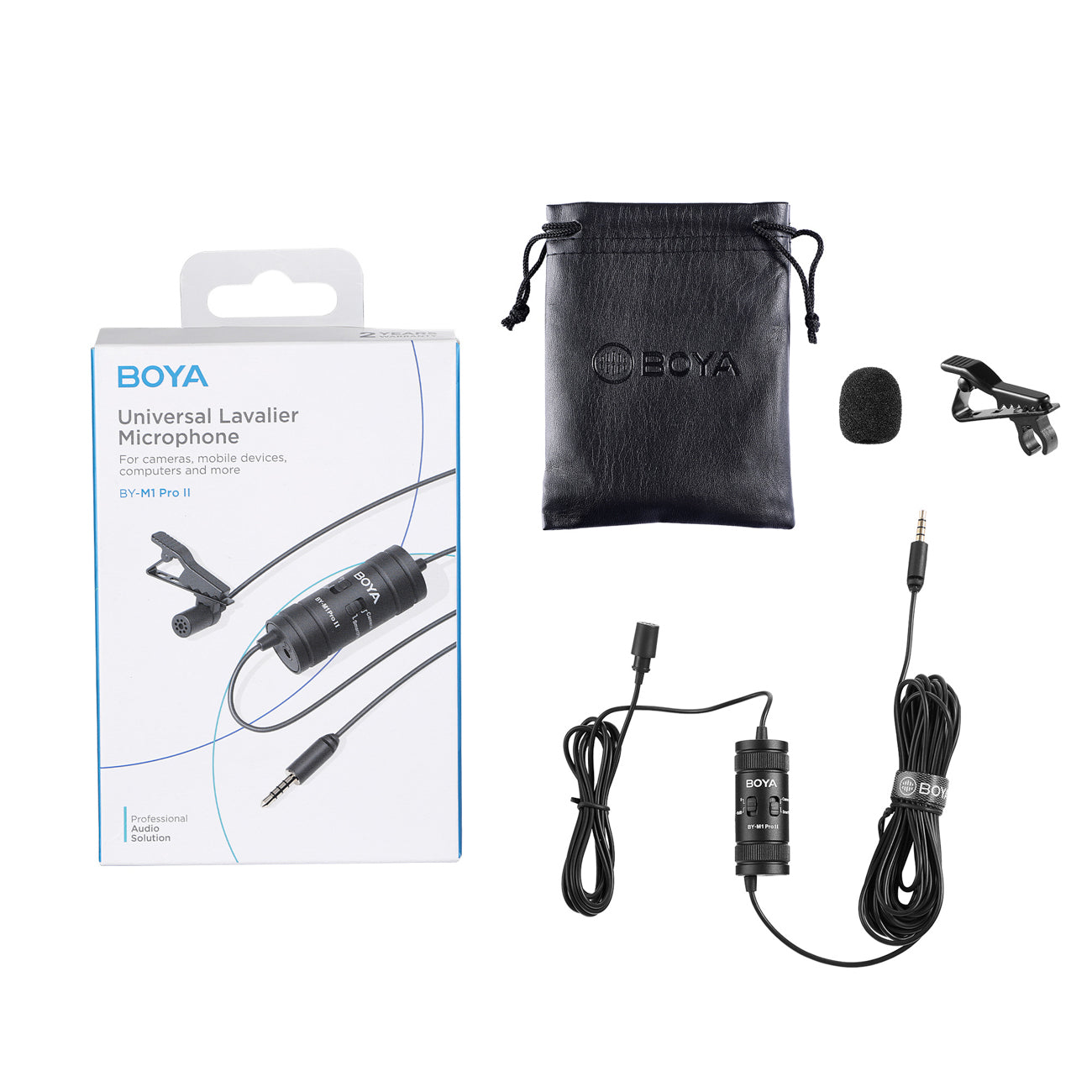 BOYA BY-M1 Pro II laidinis lavaljerio mikrofonas - Juodas -- Microphones