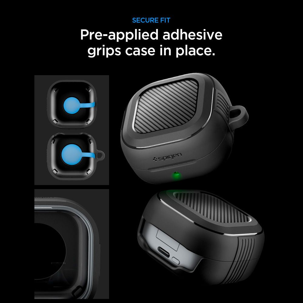 Spigen Rugged Armarba dėklas, skirtas Samsung Galaxy Buds 4 / 4 Pro – matinė juoda