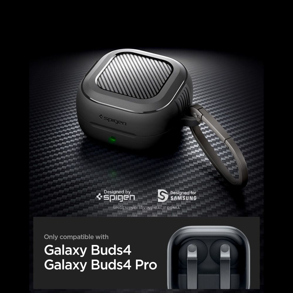 Spigen Rugged Armarba dėklas, skirtas Samsung Galaxy Buds 4 / 4 Pro – matinė juoda