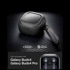 Spigen Rugged Armarba dėklas, skirtas Samsung Galaxy Buds 4 / 4 Pro – matinė juoda
