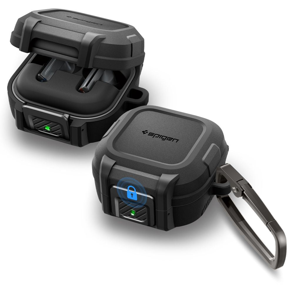 Spigen „Lock Fit“ dėklas, skirtas Samsung Galaxy Buds 4 / 4 Pro – matinė juoda