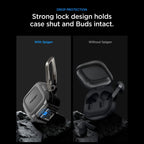 Spigen „Lock Fit“ dėklas, skirtas Samsung Galaxy Buds 4 / 4 Pro – matinė juoda