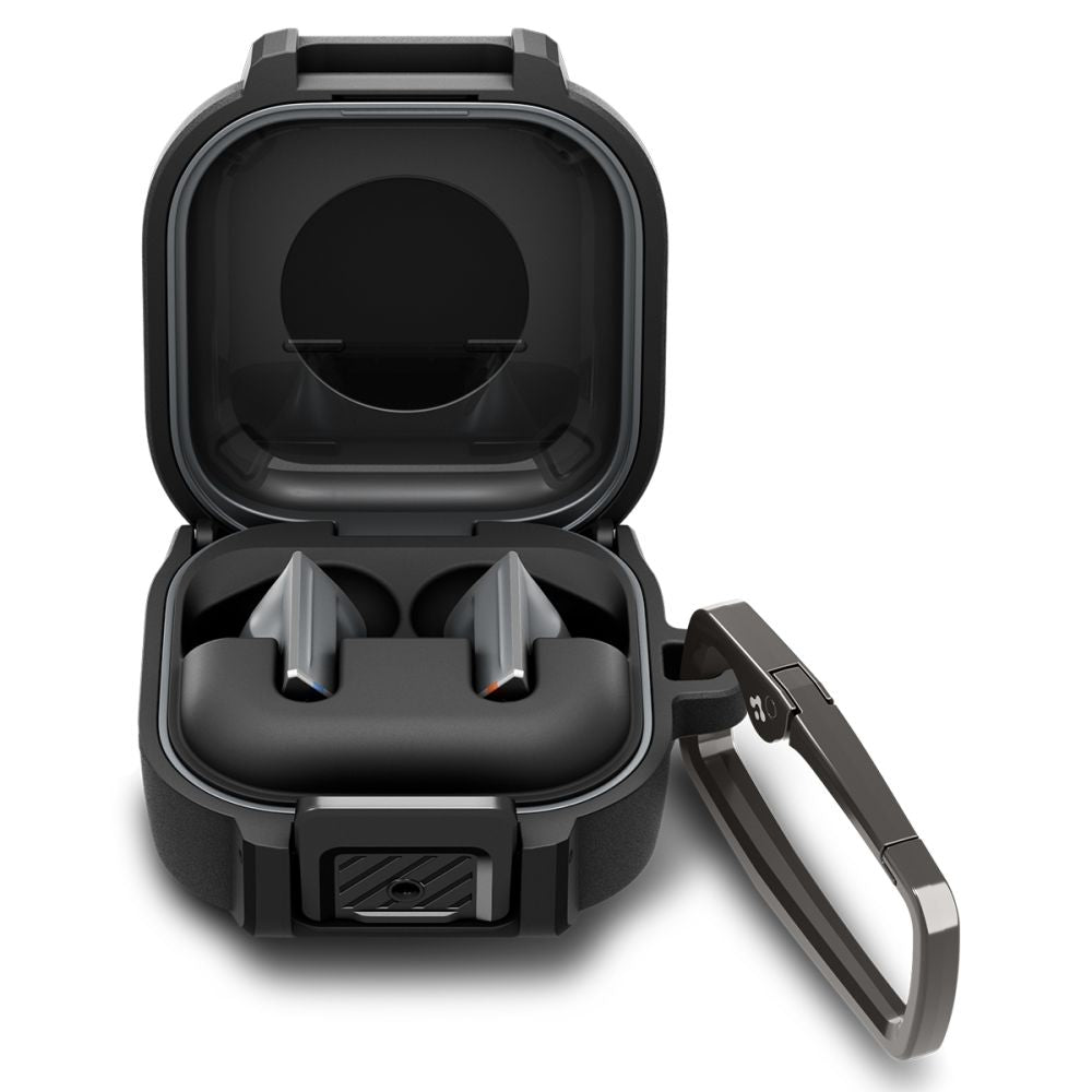 Spigen „Lock Fit“ dėklas, skirtas Samsung Galaxy Buds 4 / 4 Pro – matinė juoda