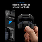 Spigen „Lock Fit“ dėklas, skirtas Samsung Galaxy Buds 4 / 4 Pro – matinė juoda