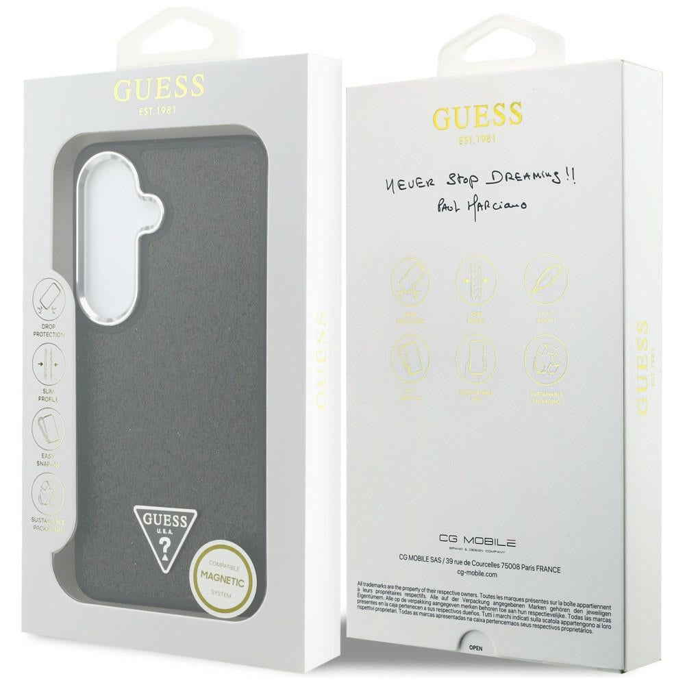 Guess Fixed Glitter Triangle MagSafe dėklas, skirtas Samsung Galaxy S26+ - juodas