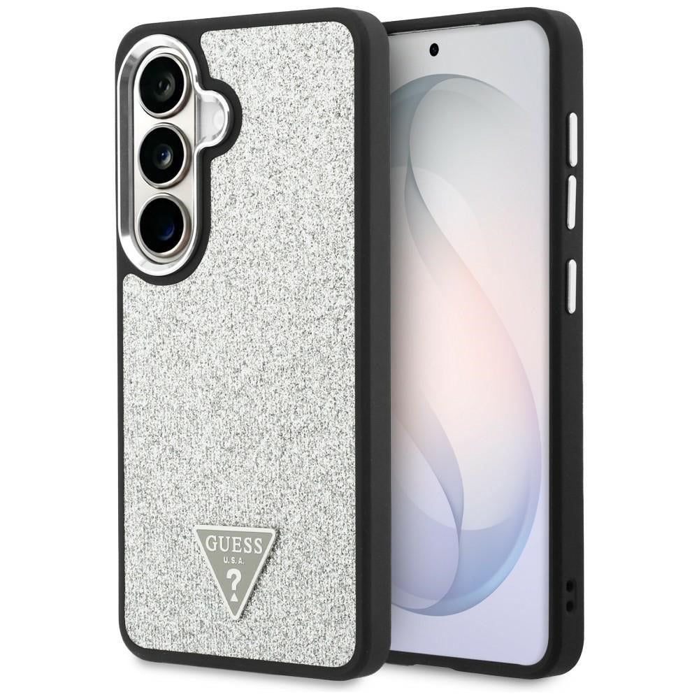 Guess Fixed Glitter Triangle MagSafe dėklas, skirtas Samsung Galaxy S26+ - sidabrinis