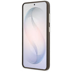 Guess Grained Big 4G Metalinis logotipo dėklas, skirtas Samsung Galaxy S26+ – rudas