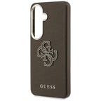 Guess Grained Big 4G Metalinis logotipo dėklas, skirtas Samsung Galaxy S26+ – rudas