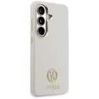 Guess Rhinestone Round Logo MagSafe dėklas, skirtas Samsung Galaxy S26 - smėlio spalvos