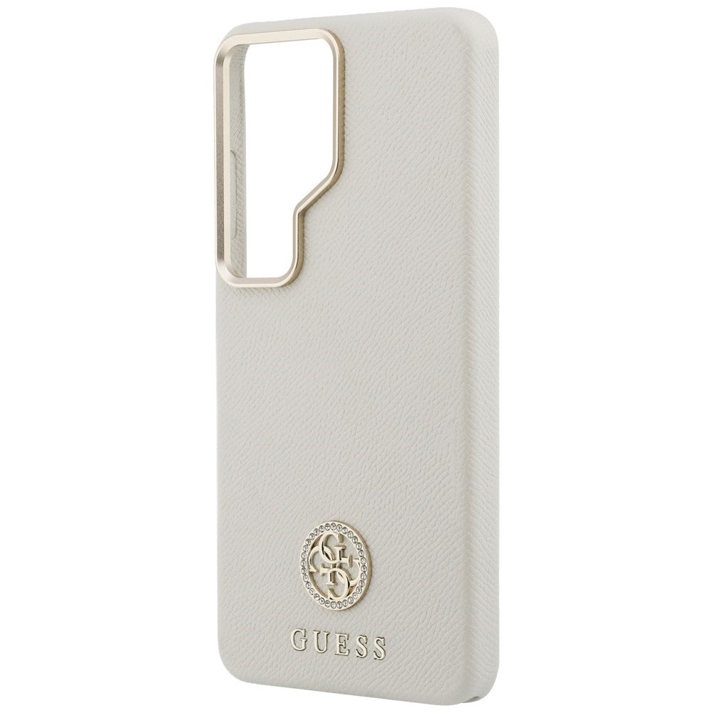Guess Rhinestone Round Logo MagSafe dėklas, skirtas Samsung Galaxy S26 Ultra – smėlio spalvos