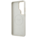 Guess Rhinestone Round Logo MagSafe dėklas, skirtas Samsung Galaxy S26 Ultra – smėlio spalvos