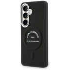Karlo Lagerfeldo reljefinis žiedas RSG Logo MagSafe dėklas, skirtas Samsung Galaxy S26 - juodas