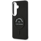 Karlo Lagerfeldo reljefinis žiedas RSG Logo MagSafe dėklas, skirtas Samsung Galaxy S26 - juodas