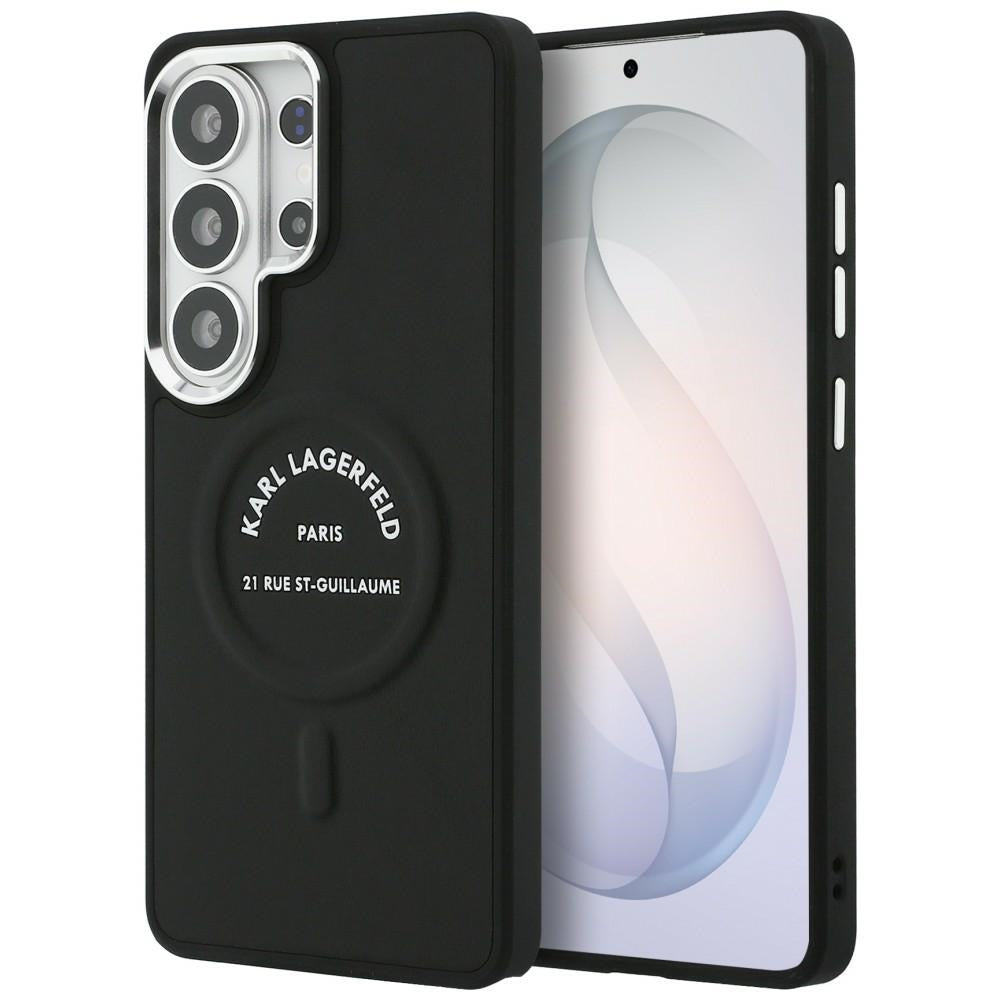 Karlo Lagerfeldo reljefinis žiedas RSG Logo MagSafe dėklas, skirtas Samsung Galaxy S26 Ultra - juodas