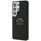 Karlo Lagerfeldo reljefinis žiedas RSG Logo MagSafe dėklas, skirtas Samsung Galaxy S26 Ultra - juodas