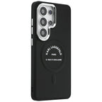 Karlo Lagerfeldo reljefinis žiedas RSG Logo MagSafe dėklas, skirtas Samsung Galaxy S26 Ultra - juodas